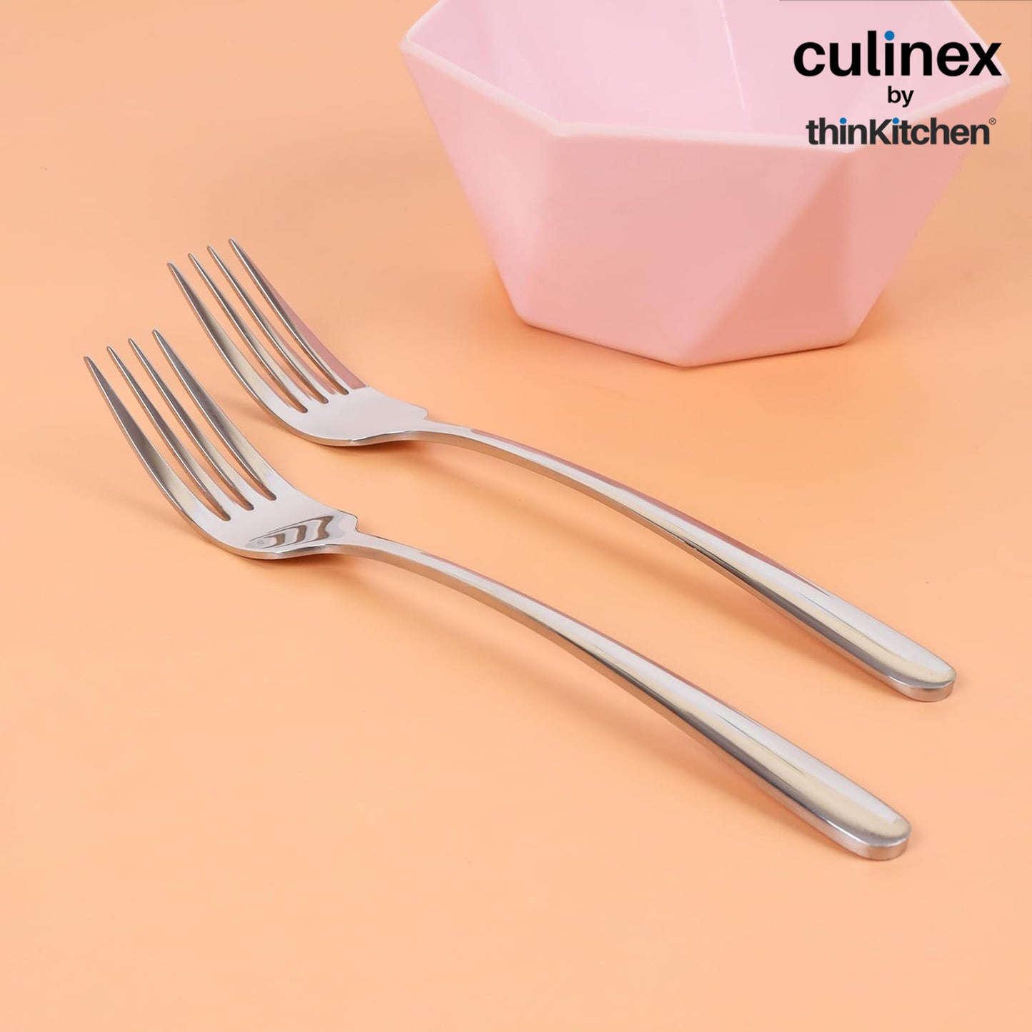 Culinex 18/8 Premium Stainless Steel 8.3" Table Fork Set of 4 for Dining Table, Home, Kitchen| Heavy, Rustproof Dinner Forks, Silver Flatware By thinKitchen (Dora)