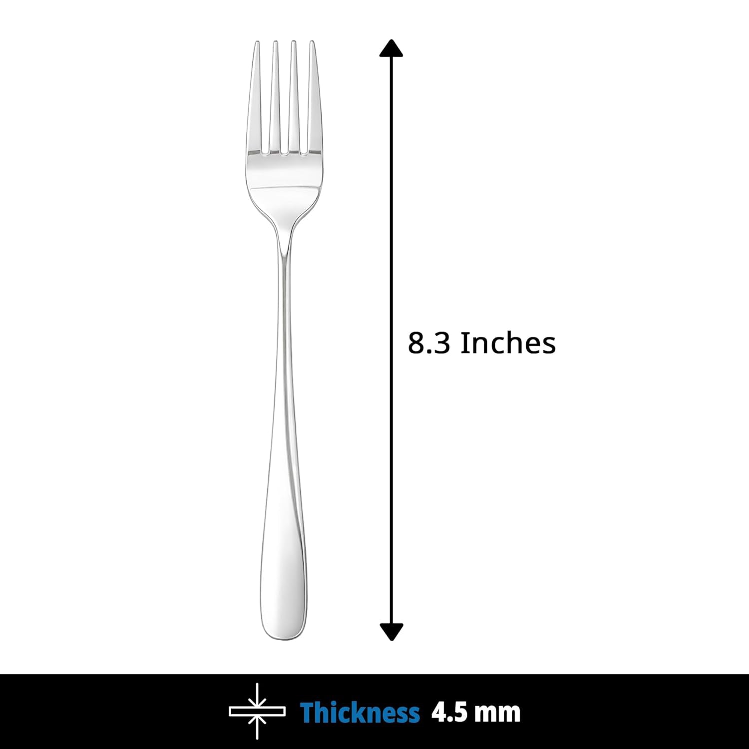 Culinex 18/8 Premium Stainless Steel 8.3" Table Fork Set of 4 for Dining Table, Home, Kitchen| Heavy, Rustproof Dinner Forks, Silver Flatware By thinKitchen (Dora) - 4