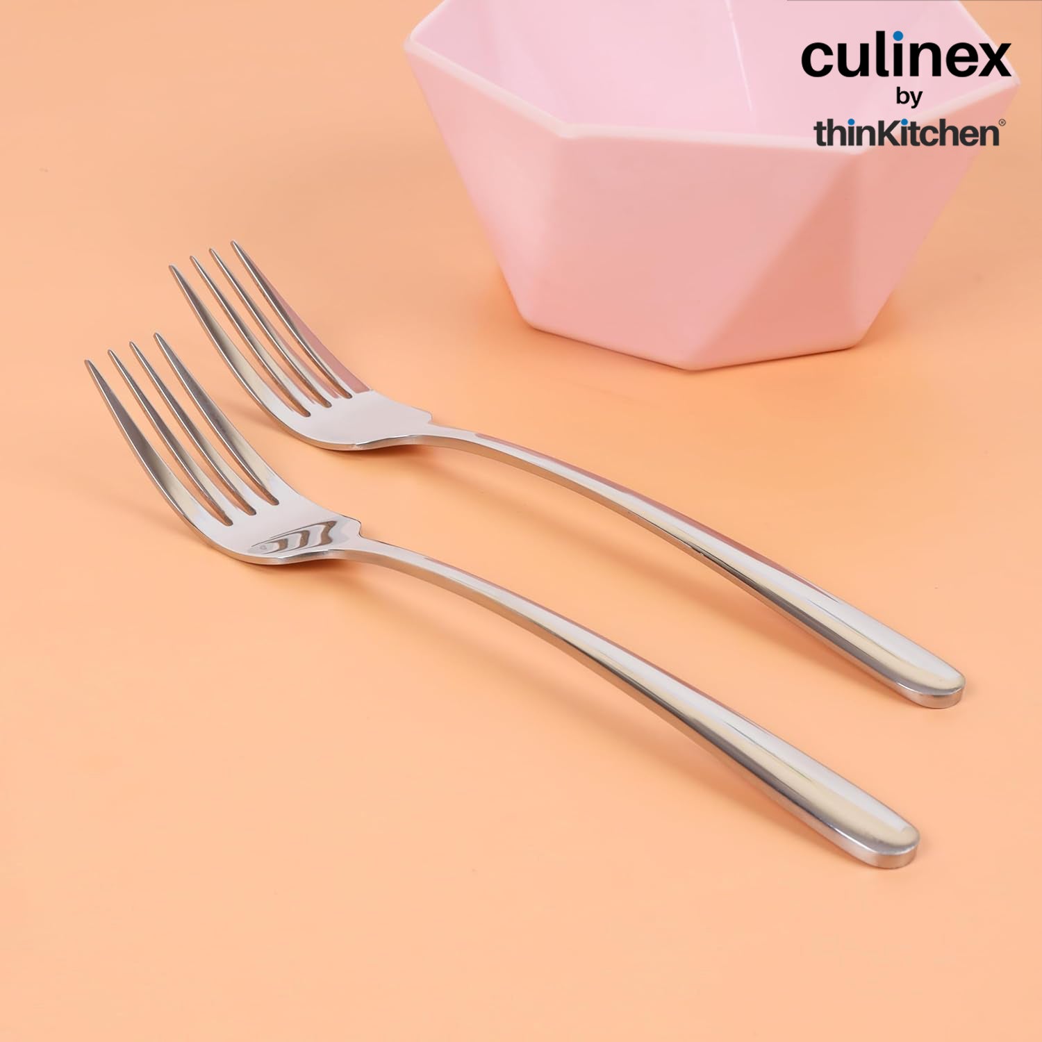 Culinex 18/8 Premium Stainless Steel 8.3" Table Fork Set of 6 for Dining Table, Home, Kitchen| Heavy, Rustproof Dinner Forks, Silver Flatware By thinKitchen (Dora) - 2
