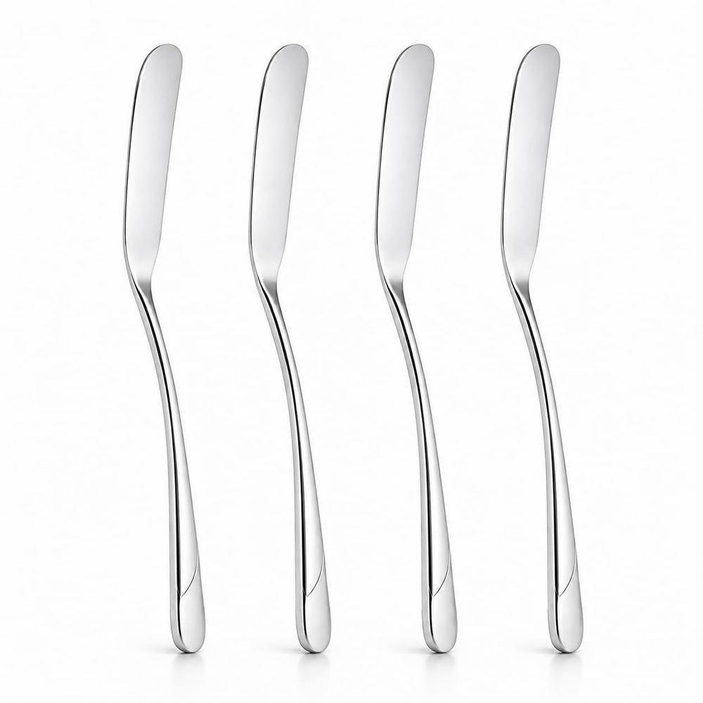 Culinex 18/8 Premium Stainless Steel 2.5" Butter Knife Set of 4 for Kitchen, Butter Jam Spreader | Silver Rustproof Flatware Tableware By thinKitchen