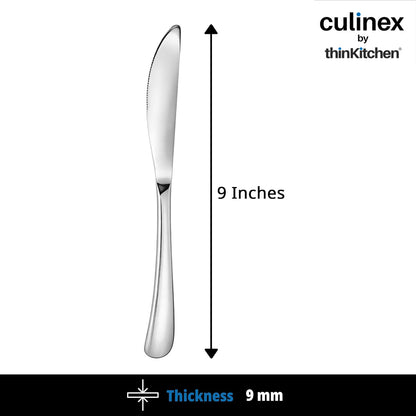 Culinex 18/8 Premium Stainless Steel 2.5" Butter Knife Set of 4 for Kitchen, Butter Jam Spreader | Silver Rustproof Flatware Tableware By thinKitchen