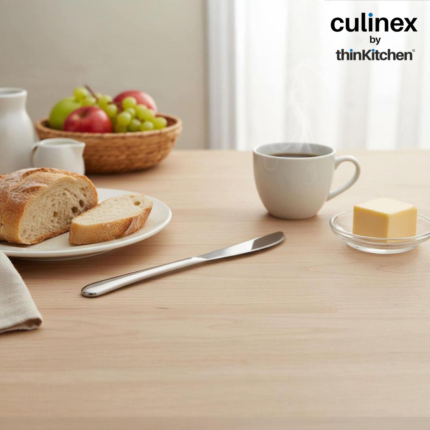 Culinex 18/8 Premium Stainless Steel 2.5" Butter Knife Set of 4 for Kitchen, Butter Jam Spreader | Silver Rustproof Flatware Tableware By thinKitchen - 3