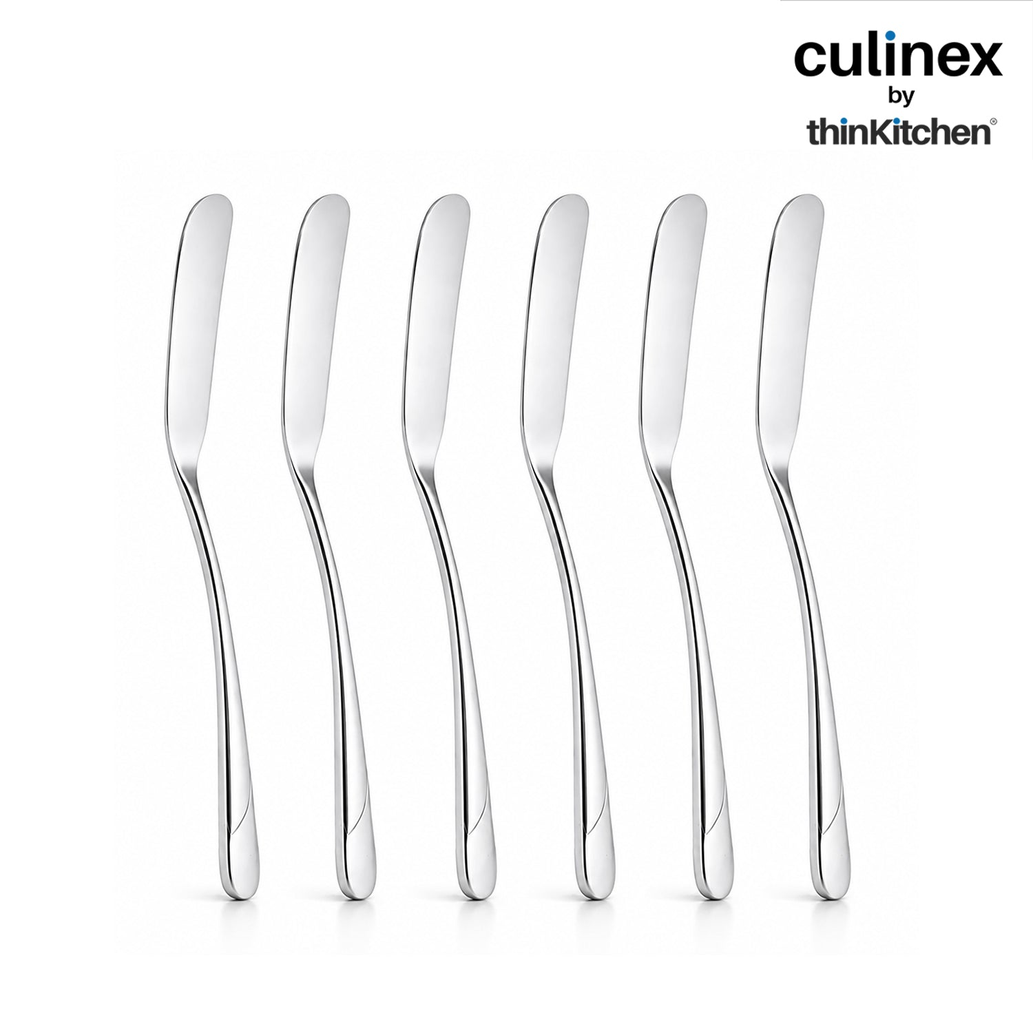 Culinex 18/8 Premium Stainless Steel 2.5" Butter Knife Set of 6 for Kitchen, Butter Jam Spreader | Silver Rustproof Flatware Tableware By thinKitchen - 1