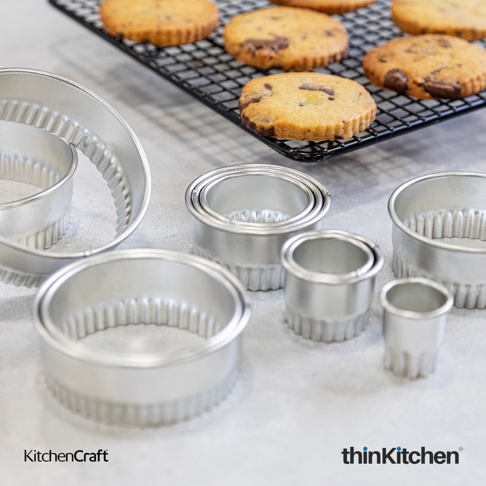 KitchenCraft 11 Pcs Premium Pastry Cutters Set with Storage Tin for Tarts, Pie & Cakes