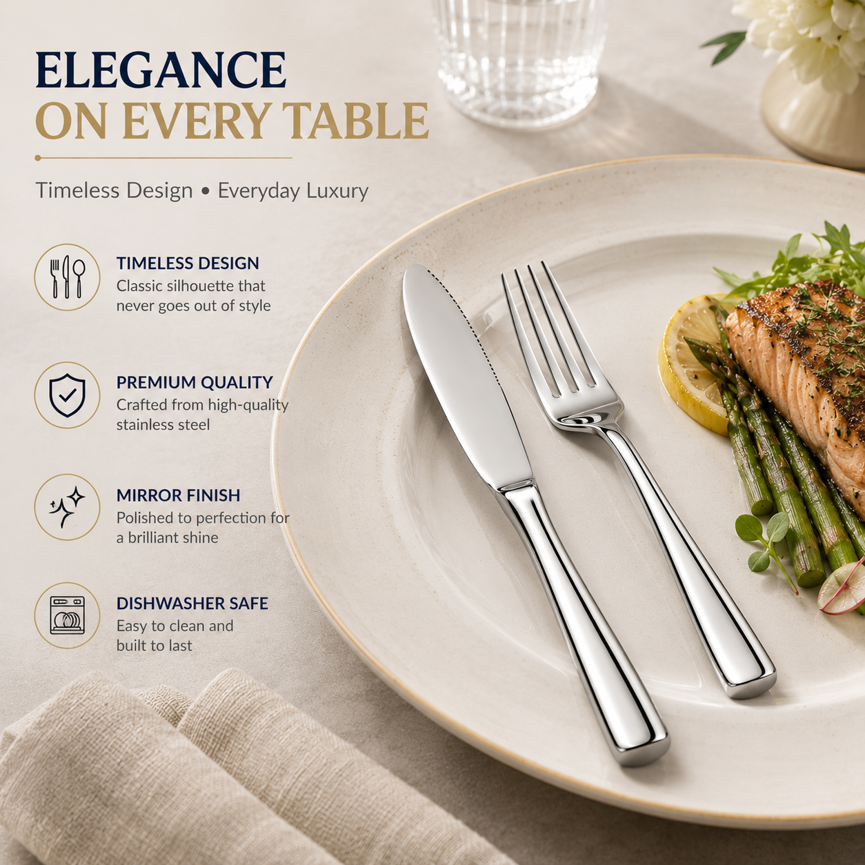 Culinex Stainless Steel 8.5" Premium Knife Set of 2 for Dining Table, Kitchen | Rustproof Dinner Knives, Silver Flatware by thinKitchen (Essen) - 7