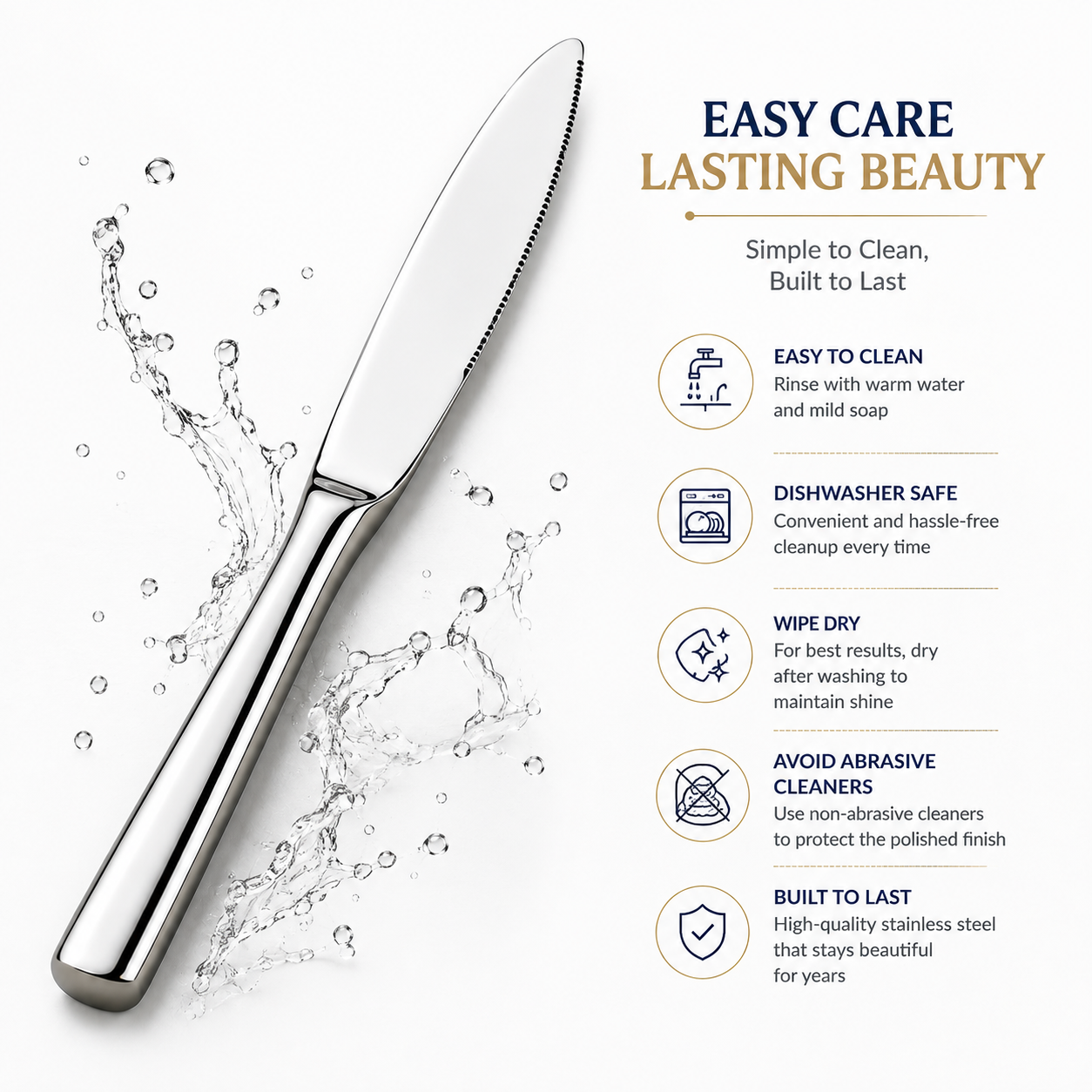 Culinex Stainless Steel 8.5" Premium Knife Set of 2 for Dining Table, Kitchen | Rustproof Dinner Knives, Silver Flatware by thinKitchen (Essen) - 9