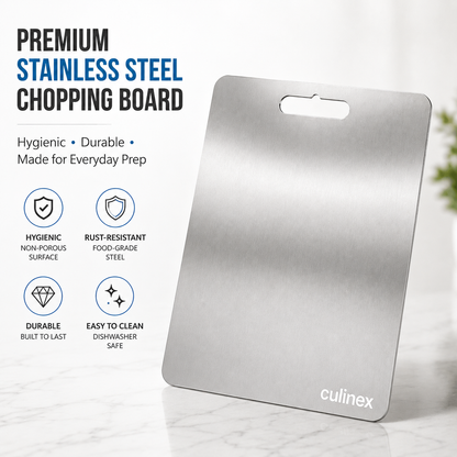 Premium Stainless Steel Chopping Board 1.5 mm Thick – 12 x 14 Inches | Food-Grade Metal Kitchen Cutting Board