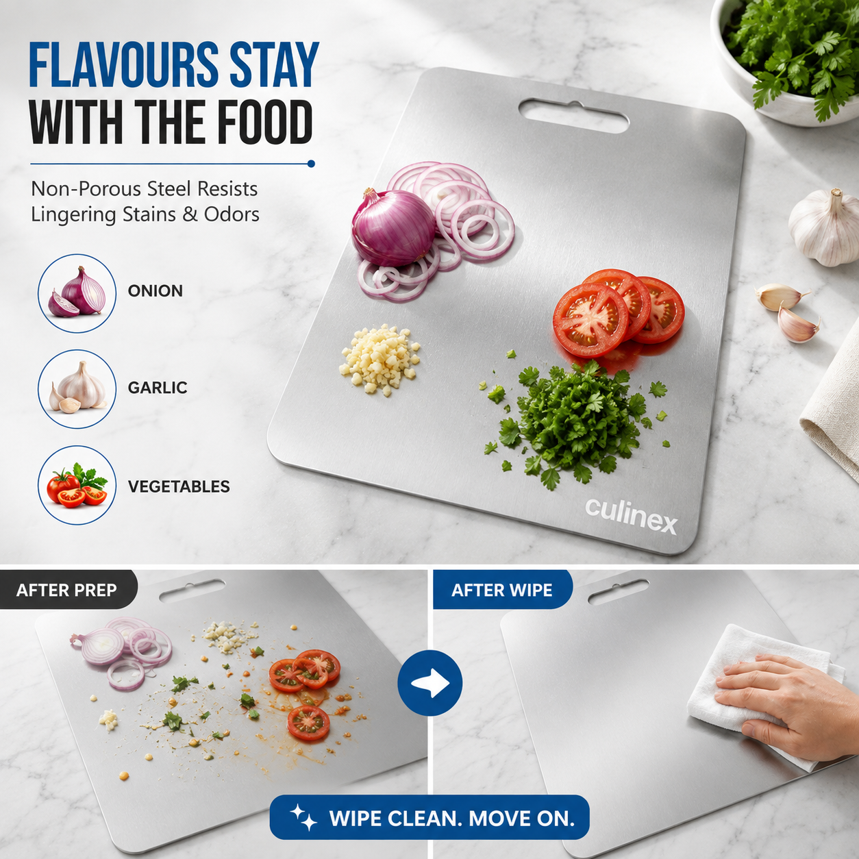 Premium Stainless Steel Chopping Board 1.5 mm Thick – 12 x 14 Inches | Food-Grade Metal Kitchen Cutting Board - 3