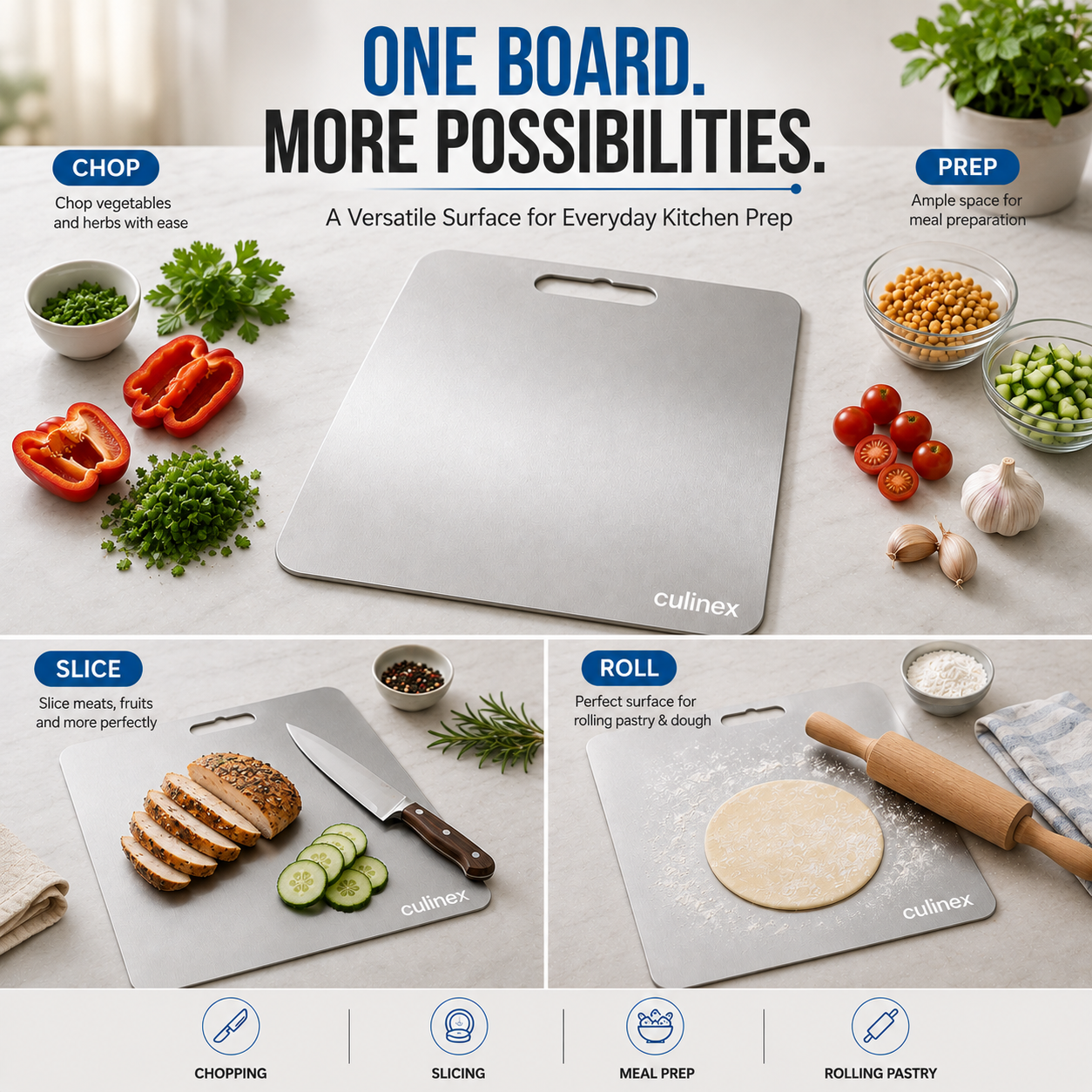 Premium Stainless Steel Chopping Board 1.5 mm Thick – 12 x 14 Inches | Food-Grade Metal Kitchen Cutting Board - 9