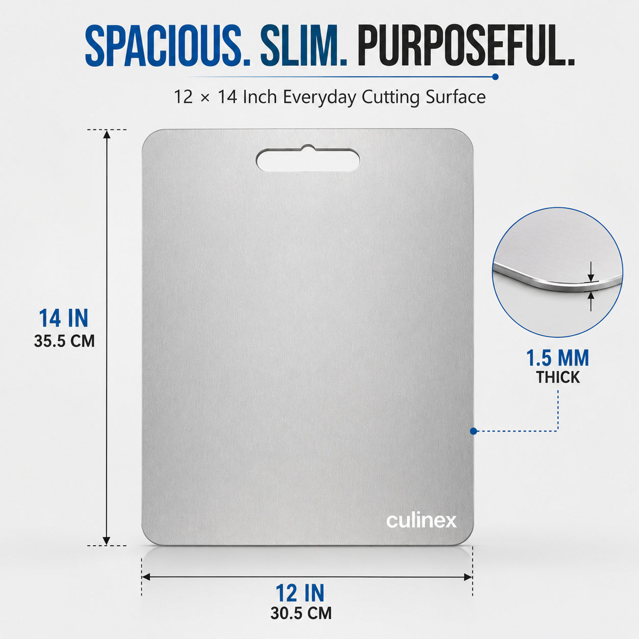 Premium Stainless Steel Chopping Board 1.5 mm Thick – 12 x 14 Inches | Food-Grade Metal Kitchen Cutting Board