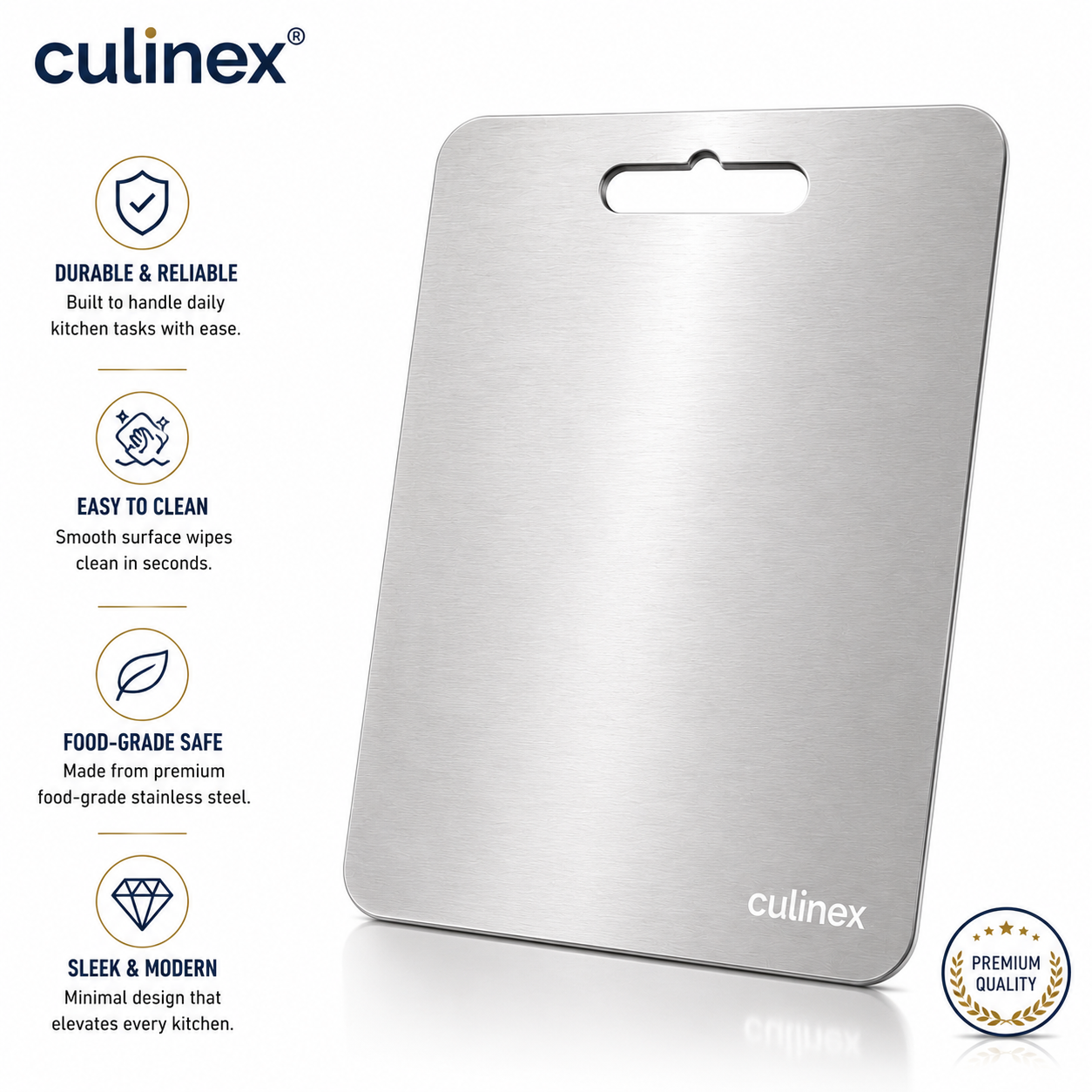 Premium Stainless Steel Chopping Board 1.5 mm Thick – 9 x 13 Inch | Food-Grade Metal Kitchen Cutting Board - 9
