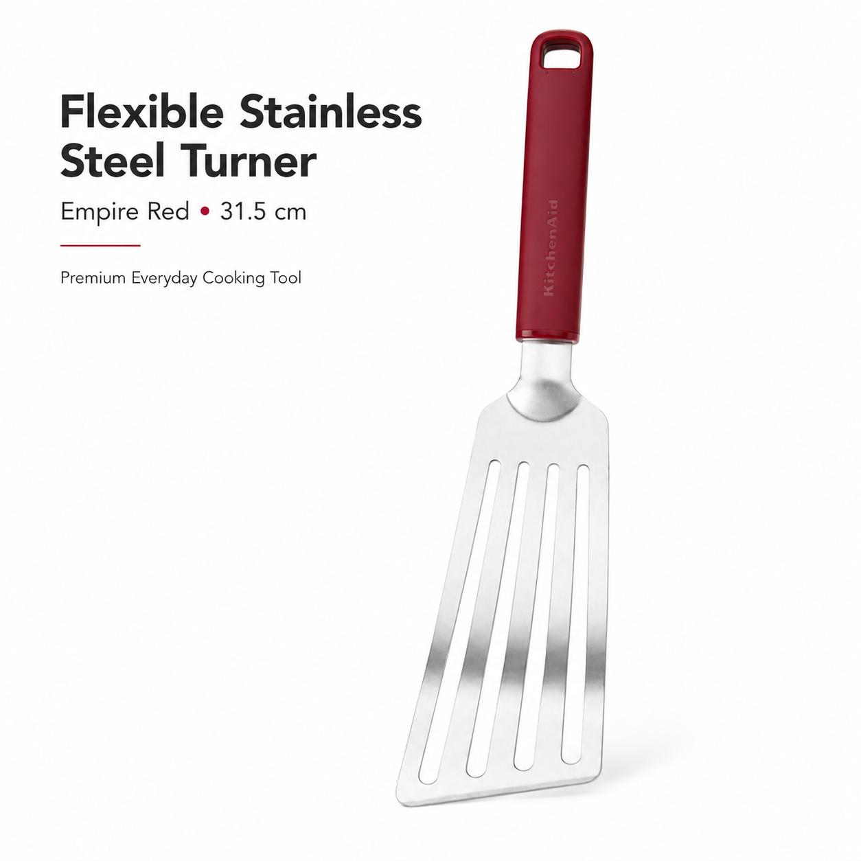 KitchenAid Stainless Steel Flexible Turner Spatula - Empire Red, 31.5cms | Heat Resistant