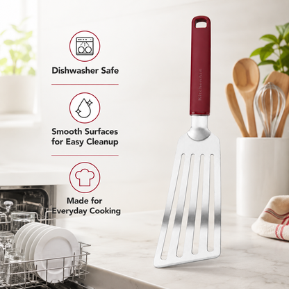 KitchenAid Stainless Steel Flexible Turner Spatula - Empire Red, 31.5cms | Heat Resistant