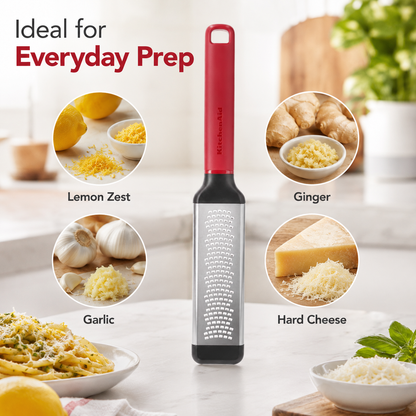 KitchenAid Premium Stainless Steel Multipurpose Fine Bi-Directional Grater & Zester - Empire Red