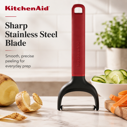 KitchenAid Y-Shape Peeler For Vegetable & Fruit with Stainless Steel Blade - Empire Red, 17.5cms