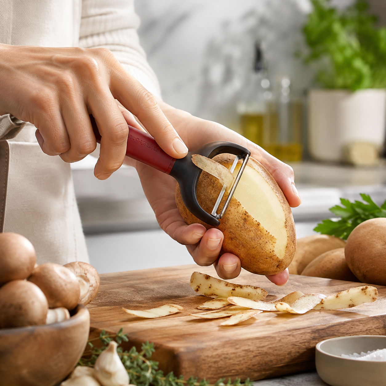 KitchenAid Y-Shape Peeler For Vegetable & Fruit with Stainless Steel Blade - Empire Red, 17.5cms - 1