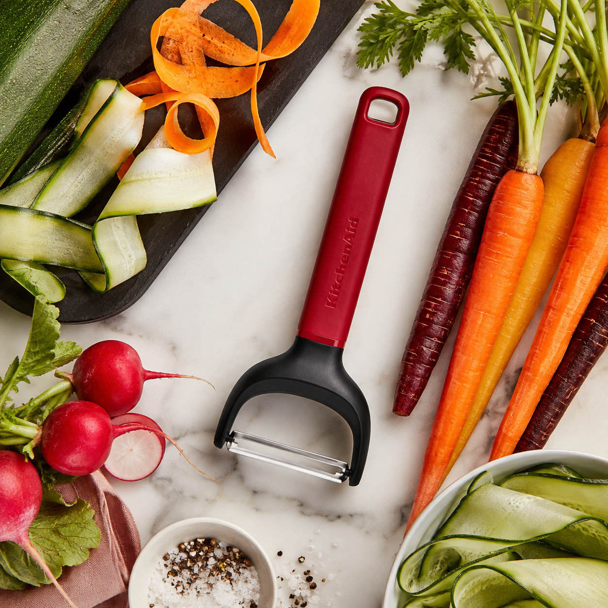 KitchenAid Y-Shape Peeler For Vegetable & Fruit with Stainless Steel Blade - Empire Red, 17.5cms - 4