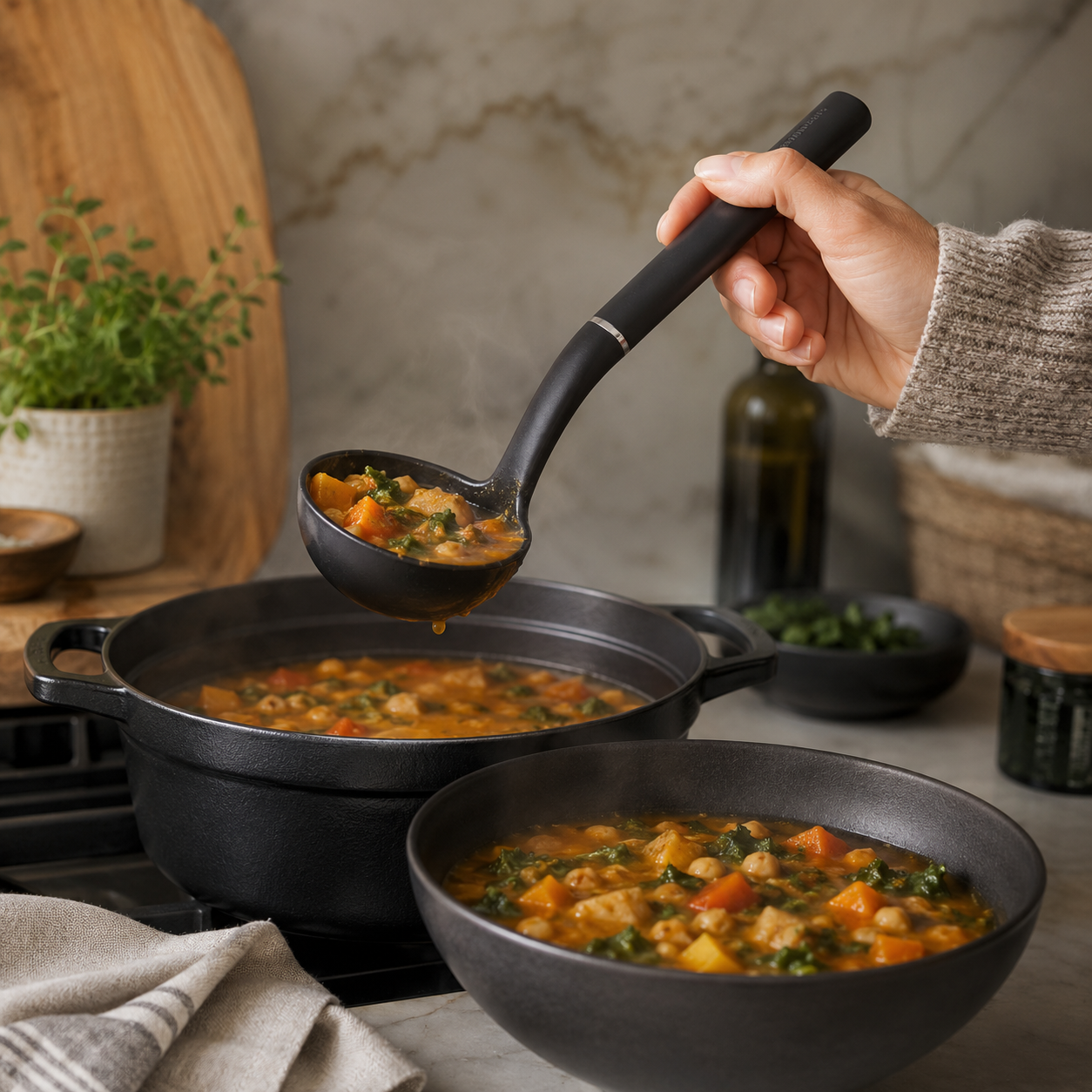KitchenAid Utility Ladle, Matte Black, Heat Resistant Cooking Utensil, Non-Stick Safe with Durable Handle, 27cm - 3