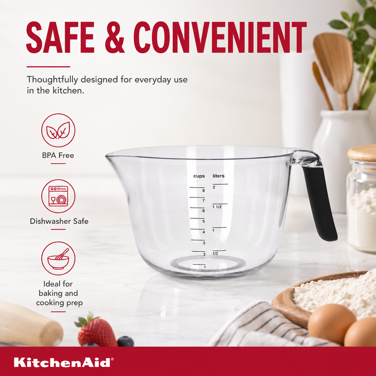 KitchenAid Premium Mixing and Measuring Jar with Handle, 2 Litre Capacity - 3