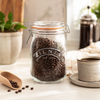 Kilner Premium 1L Round Airtight Glass Jar with Clip Top Lid for Coffee, Tea, Drinks, Flour, Pulses, Grains, Biscuits