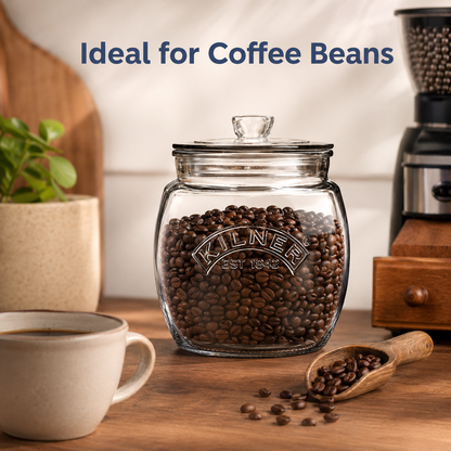 Kilner 850ml Universal Airtight Clear Premium Glass Jar with Push Top Lid for Dry Food Like Grains, Spices, Pickles, Sauces