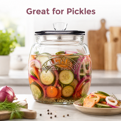 Kilner 850ml Universal Airtight Clear Premium Glass Jar with Push Top Lid for Dry Food Like Grains, Spices, Pickles, Sauces