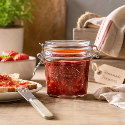 Kilner Premium 350ml Round Airtight Glass Jar with Clip Top Lid for Pickles, Jams, Chutneys, Yougurt