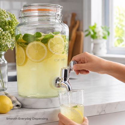 Kilner Replacement Faucet Tap  for 3, 5 & 8 L for Kilner Glass Drinks Dispensers | Leak-Free Stainless Steel Silicone Washer Tap