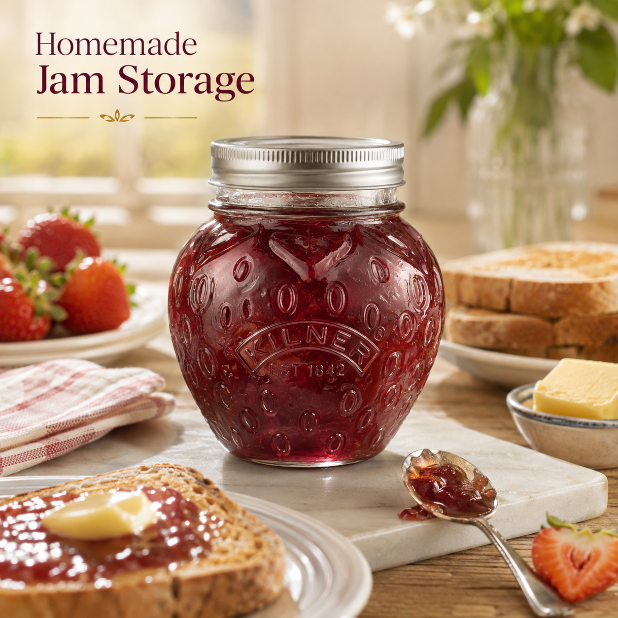 Kilner Premium 400ml Strawberry Shaped Airtight Preserve Glass Jars for Kitchen Storage, ideal for Jams, Chutneys, Preserves