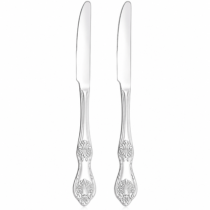Culinex Stainless Steel 9.3" Premium Table Knife Set of 2 for Dining Table, Kitchen| Silver Rustproof Flatware By thinKitchen (Fest)