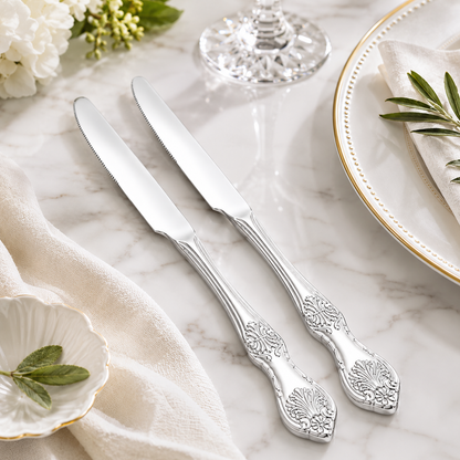 Culinex Stainless Steel 9.3" Premium Table Knife Set of 2 for Dining Table, Kitchen| Silver Rustproof Flatware By thinKitchen (Fest)