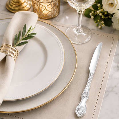 Culinex Stainless Steel 9.3" Premium Table Knife Set of 2 for Dining Table, Kitchen| Silver Rustproof Flatware By thinKitchen (Fest)