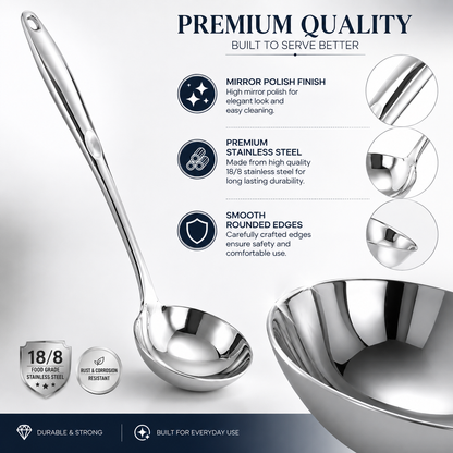 Culinex by thinKitchen 18/8 Stainless Steel 12.6" Hollow Handle Ladle for Serving, Cooking | Rustproof Kitchen Tools by thinKitchen