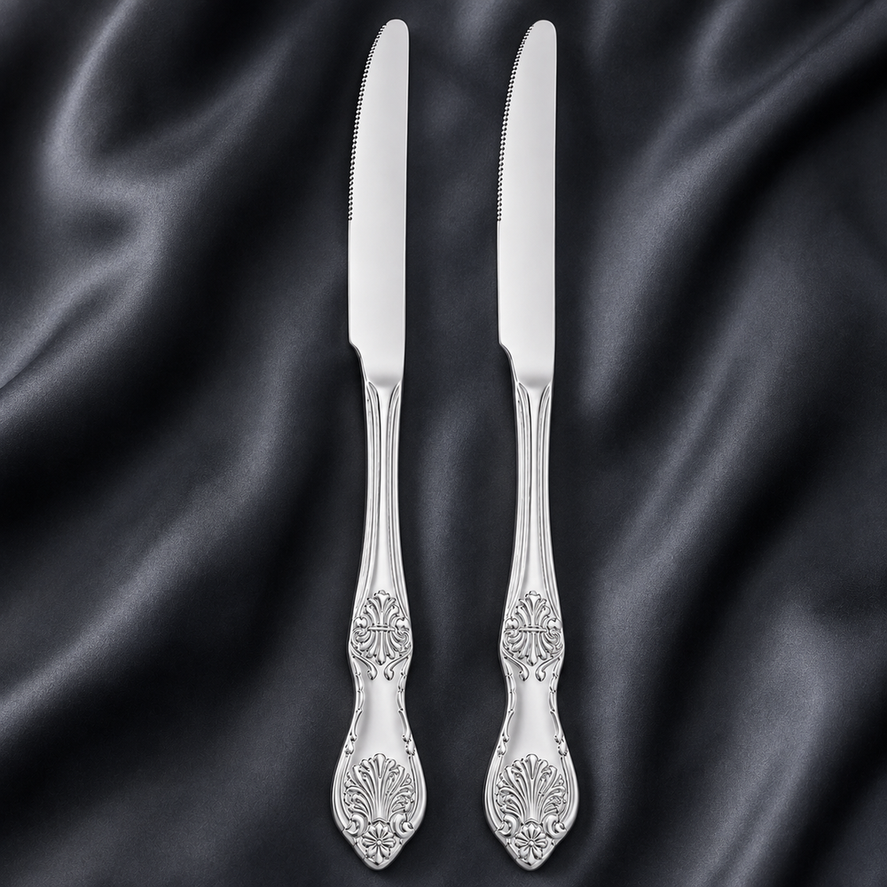 Culinex Stainless Steel 9.3" Premium Table Knife Set of 2 for Dining Table, Kitchen| Silver Rustproof Flatware By thinKitchen (Fest)