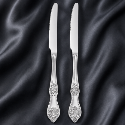 Culinex Stainless Steel 9.3" Premium Table Knife Set of 2 for Dining Table, Kitchen| Silver Rustproof Flatware By thinKitchen (Fest)