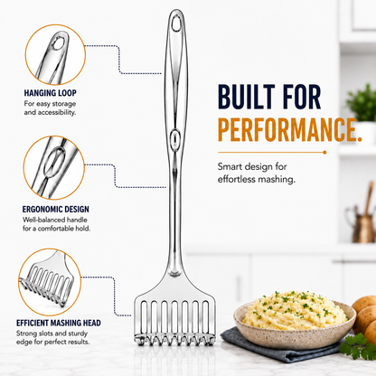 Culinex 18/8 Stainless Steel 13" Potato Masher with Hollow Handle | Rustproof Food Grade Smasher by thinKitchen
