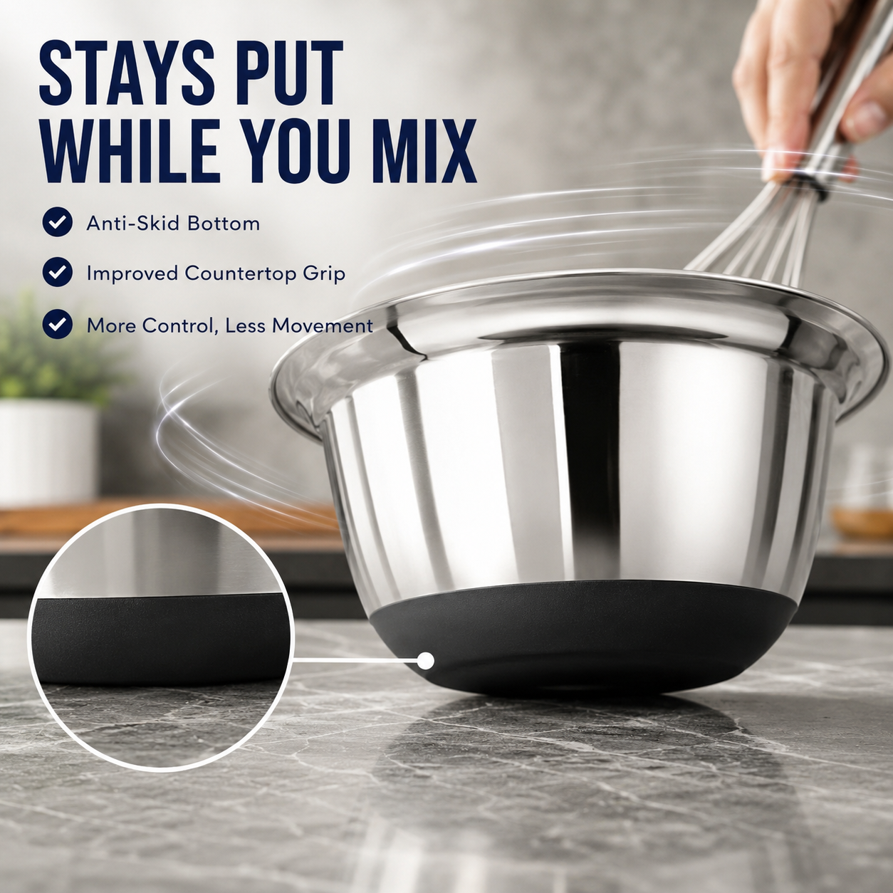 Culinex Premium Heavy Gauge 304 Stainless Steel Anti-Skid Mixing Bowl Set of 4 for Kitchen 2400ml, 3800ml for Cakes, Baking,Dough, Salads | Multipurpose Bowl for Cooking, Prep, Mixing, Beating - 3