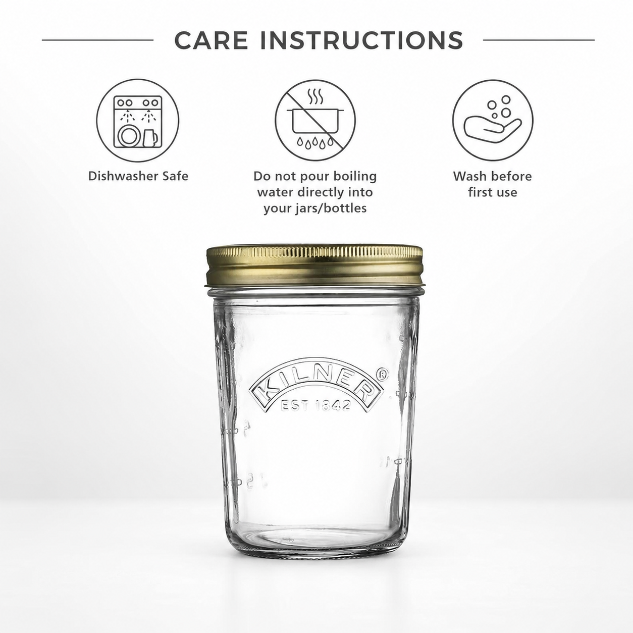 Kilner Premium 350ml Wide Mouth Airtight Glass Preserve Jar for Jams, Pickles, Chutneys