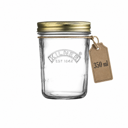 Kilner Premium 350ml Wide Mouth Airtight Glass Preserve Jar for Jams, Pickles, Chutneys