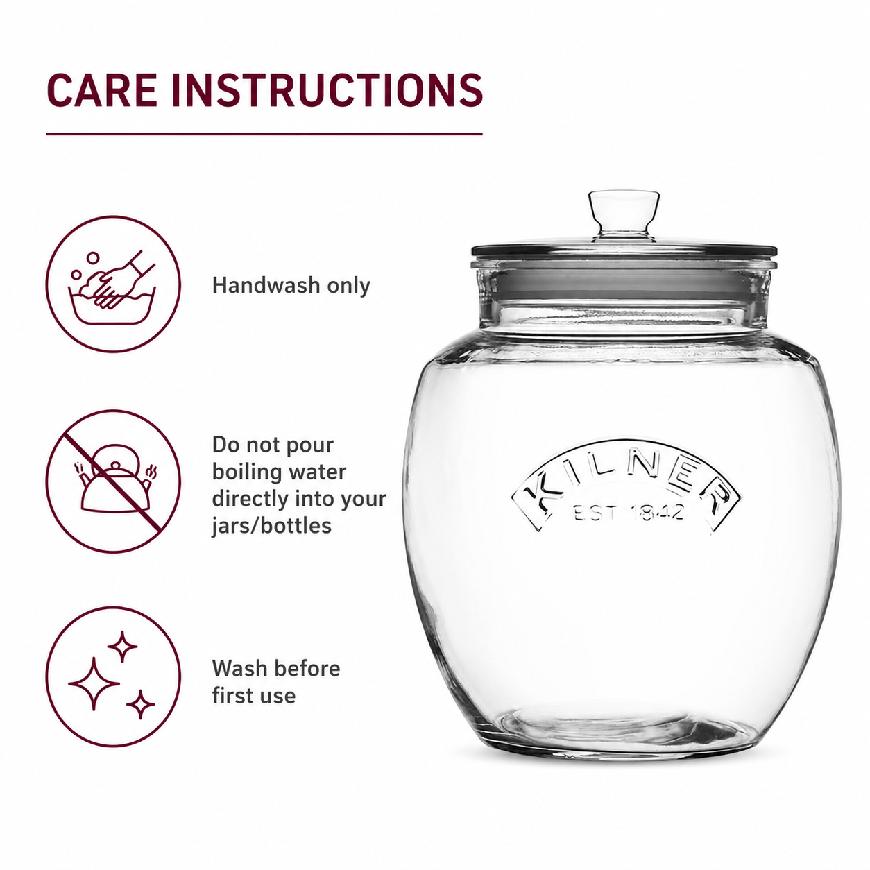 Kilner Universal Premium 4L Airtight Leakproof Glass Storage Jar with Push Top Lid for Grains, Spices, Pulses And Cereals