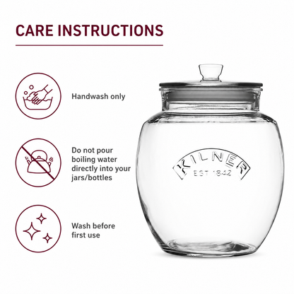 Kilner Universal Premium 4L Airtight Leakproof Glass Storage Jar with Push Top Lid for Grains, Spices, Pulses And Cereals