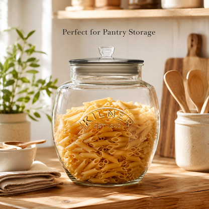 Kilner Universal Premium 4L Airtight Leakproof Glass Storage Jar with Push Top Lid for Grains, Spices, Pulses And Cereals