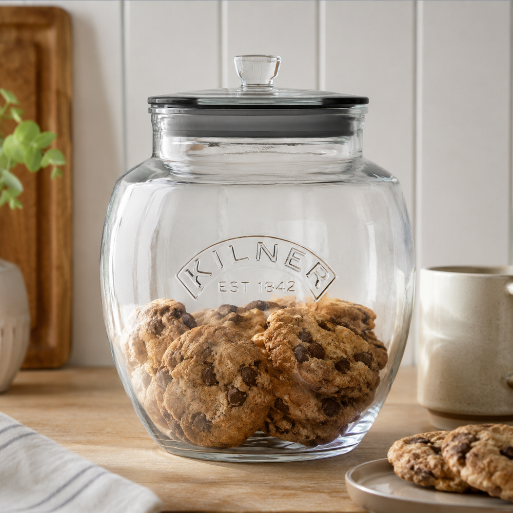 Kilner Universal Premium 4L Airtight Leakproof Glass Storage Jar with Push Top Lid for Grains, Spices, Pulses And Cereals