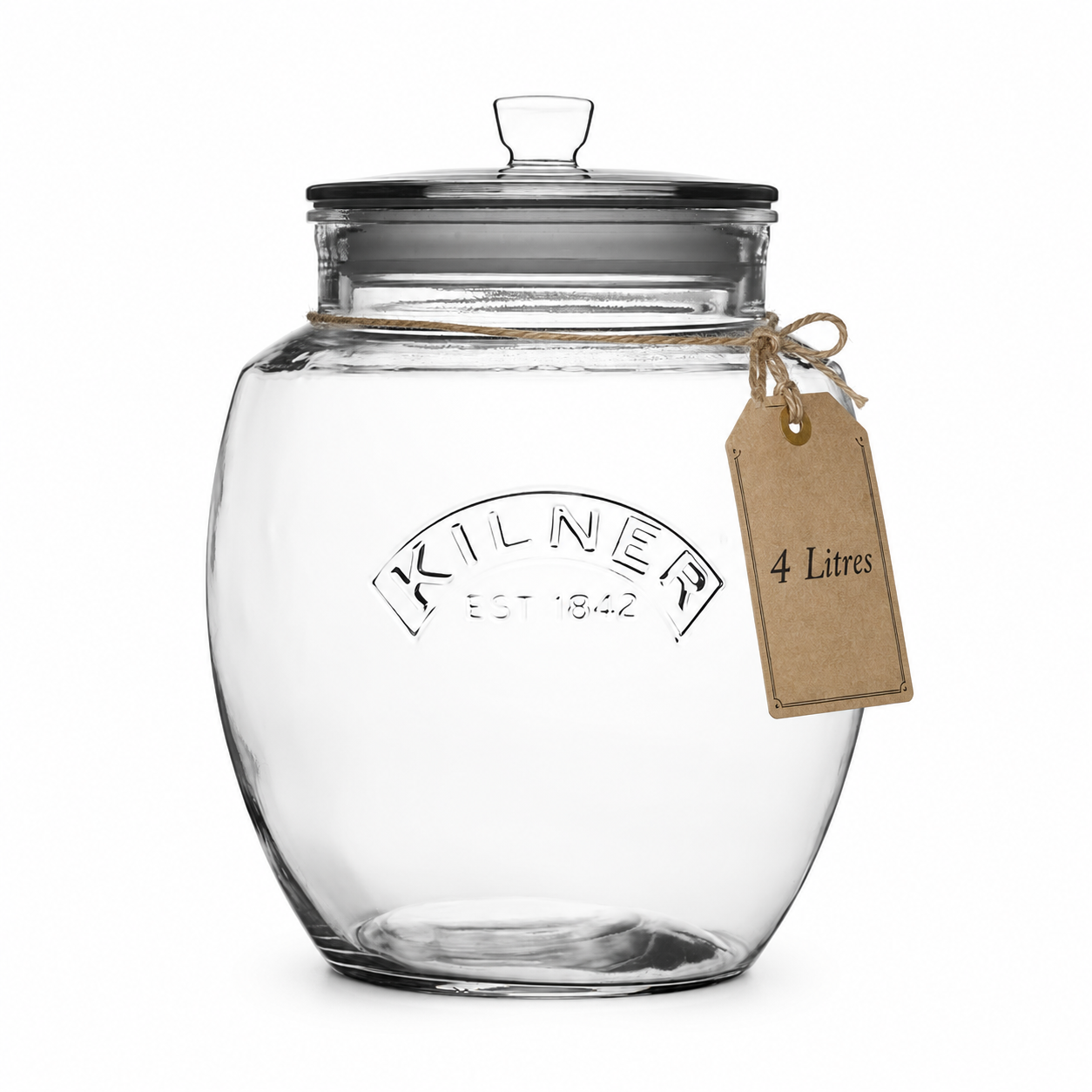 Kilner Universal Premium 4L Airtight Leakproof Glass Storage Jar with Push Top Lid for Grains, Spices, Pulses And Cereals