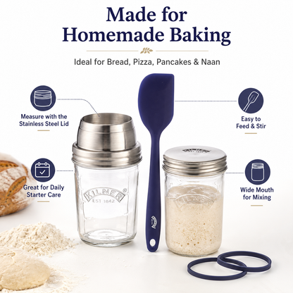 Kilner Premium 350ml Sourdough Starter Set of 2 for Homemade Bread, Pizza, Pancakes, Naan