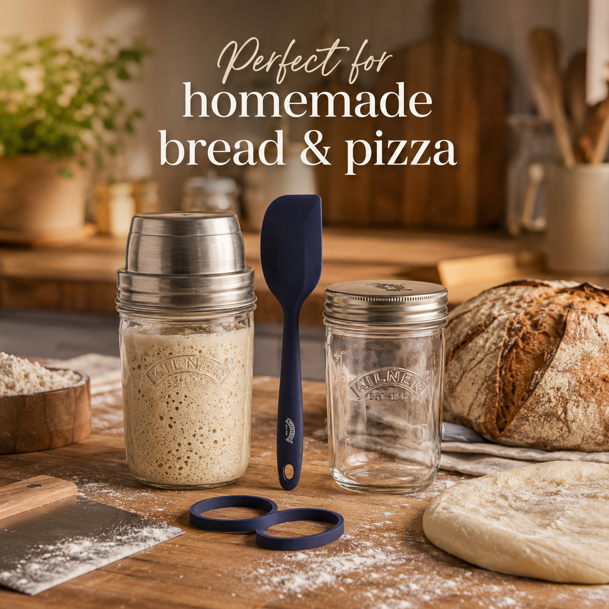 Kilner Premium 350ml Sourdough Starter Set of 2 for Homemade Bread, Pizza, Pancakes, Naan - 3