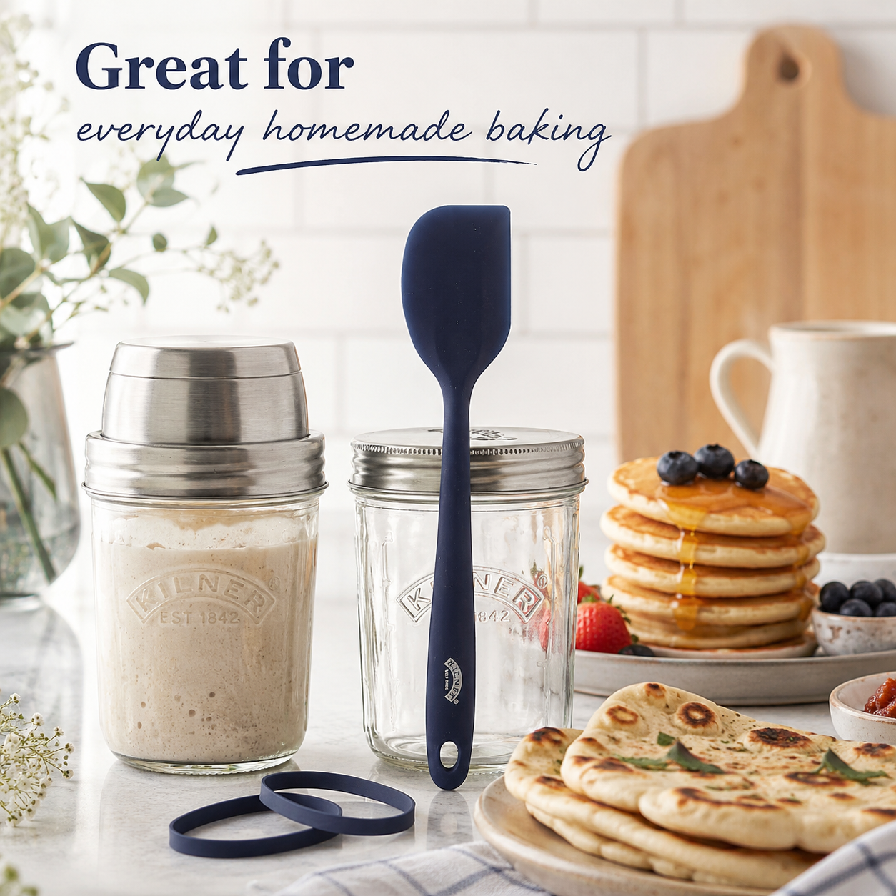 Kilner Premium 350ml Sourdough Starter Set of 2 for Homemade Bread, Pizza, Pancakes, Naan