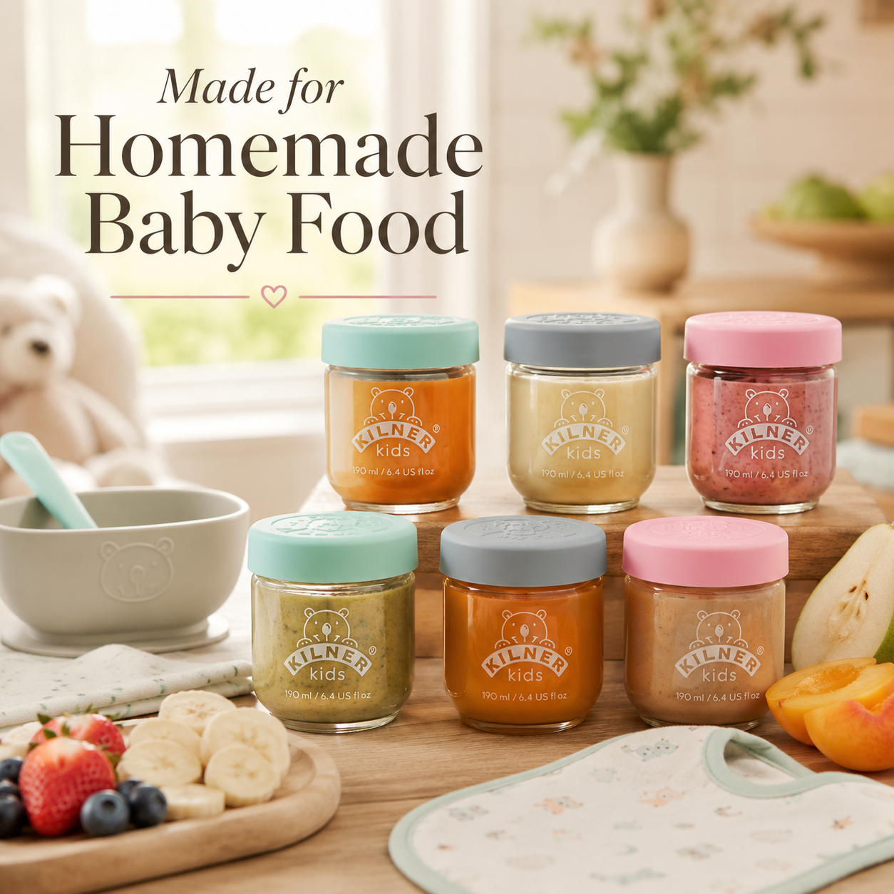 Kilner Premium 6 Pcs x 190ml Airtight Mini Kids Glass Jars with Lids for Baby Food, Jam, Jelly, Dry Food Storage - 3