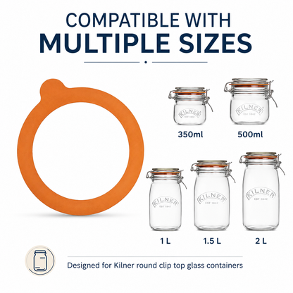 Kilner 6 Pcs Replacement Rubber Seals for Round Clip Top Kilner Glass Containers - Perfect for 350ml, 500ml, 1 Ltr, 1.5 Ltr & 2 Ltr