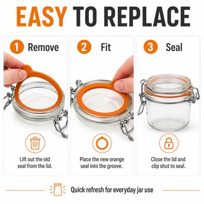 Kilner 6 Pcs Replacement Rubber Seals for Round Clip Top Kilner Glass Containers - Perfect for 350ml, 500ml, 1 Ltr, 1.5 Ltr & 2 Ltr